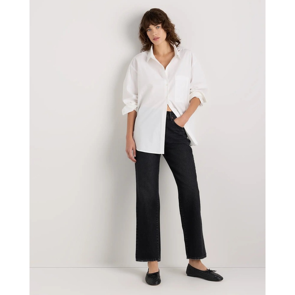 Quince NEW Bella Rigid Straight Jeans Graphite Black High Rise 30/28 career